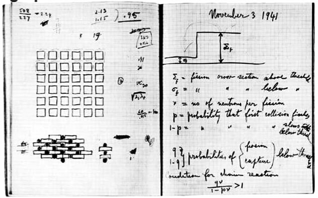 Carnet de notes de Fermi en 1941